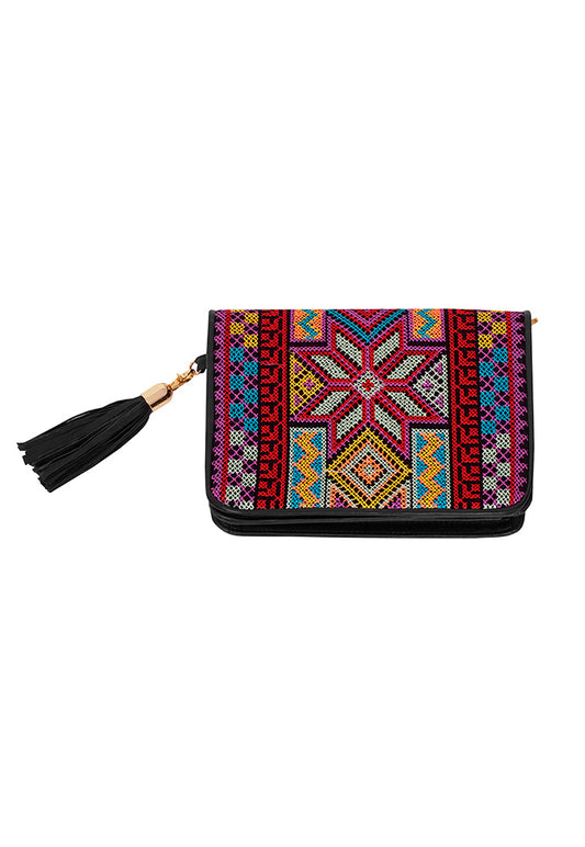 Casa Piel - Bolsa De Piel - Bolsa Cruzada Bordado Huichol